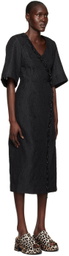 GANNI Black Beaded Fringe Midi Dress