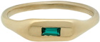 Seb Brown Gold Emerald Pill Signet Ring