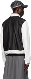 Thom Browne Black & White Press-Stud Leather Jacket