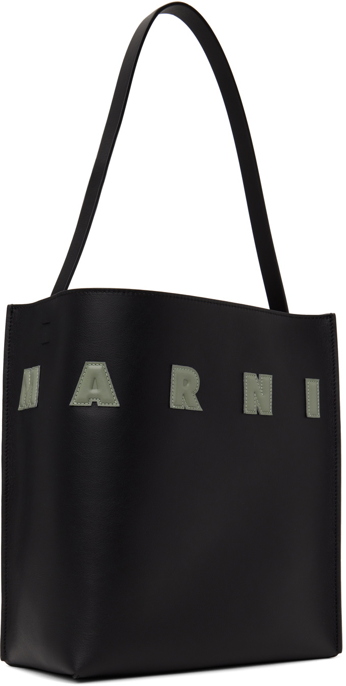 【MARNI】Museo Tote Bag Large Black Black leather Museo Soft Tote large with Marni Symbol