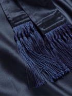 Derek Rose - Bailey Piped Silk Robe - Blue