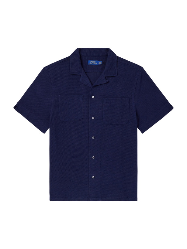 Photo: Polo Ralph Lauren - Pointelle Cotton-Knitted Polo Shirt - Blue