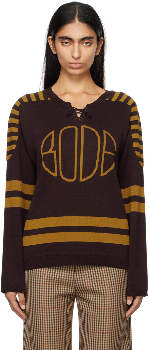 Bode Brown & Yellow Rink Sweater