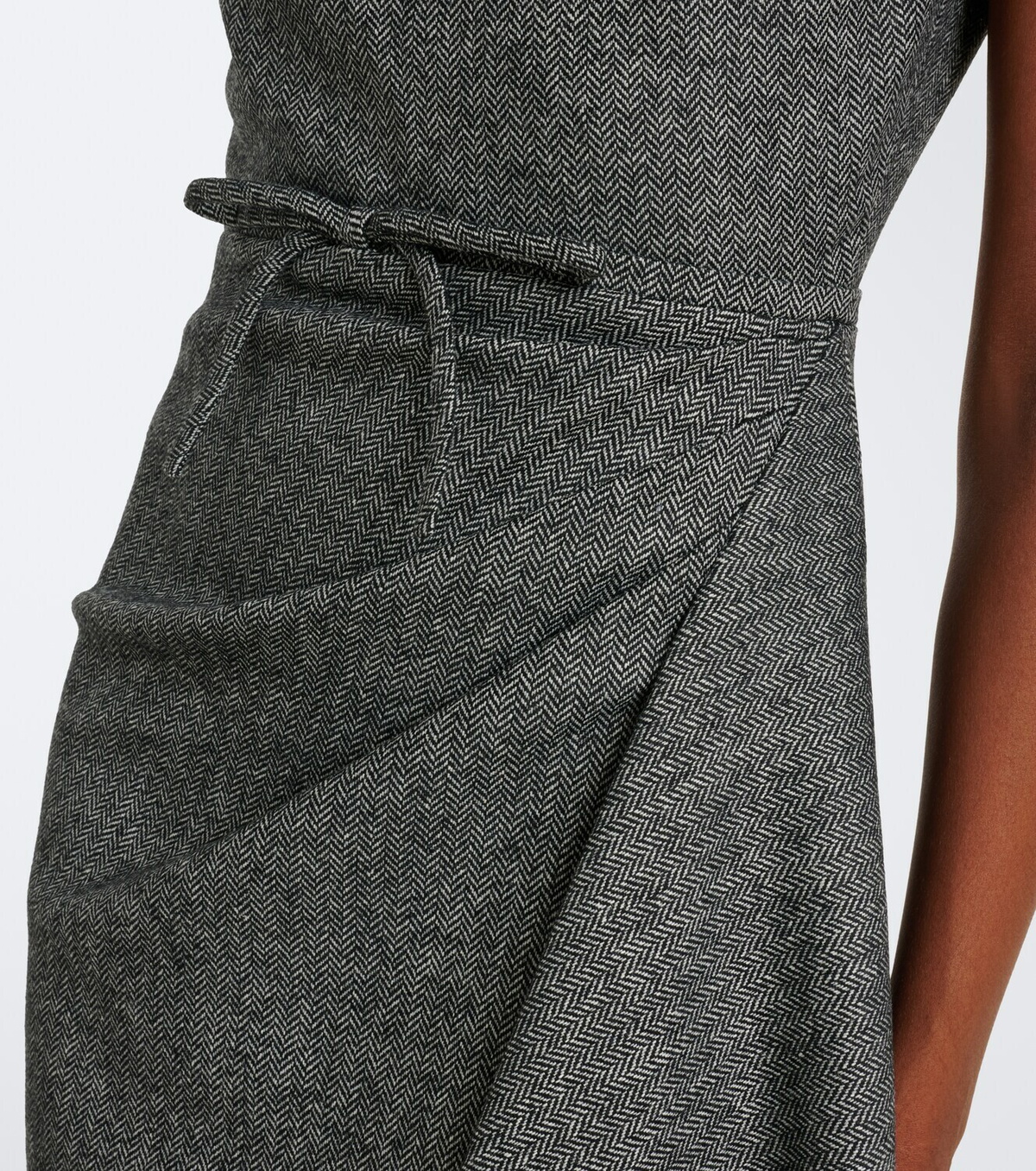 Erdem Bow-detail herringbone draped midi dress