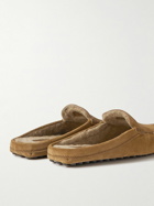 Tod's - Shearling-Lined Suede Slippers - Brown