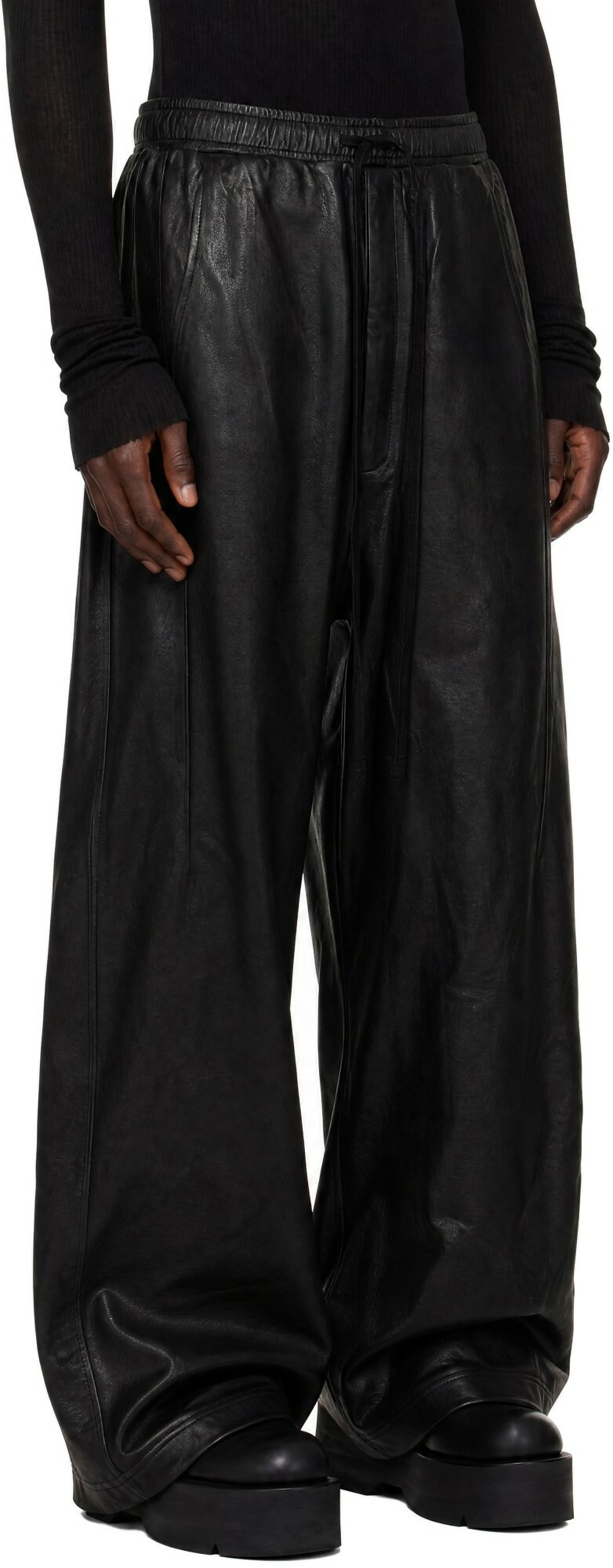 Julius Black Cotton Coated Sweatpants
