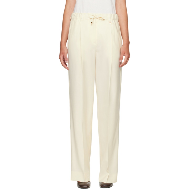Photo: Moncler Off-White Gabardine Tailored Trousers