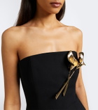 Carolina Herrera Embellished wool-blend bustier dress