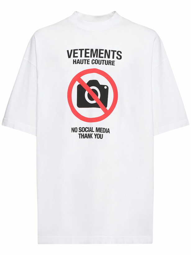 Photo: VETEMENTS - No Social Media Printed Cotton T-shirt