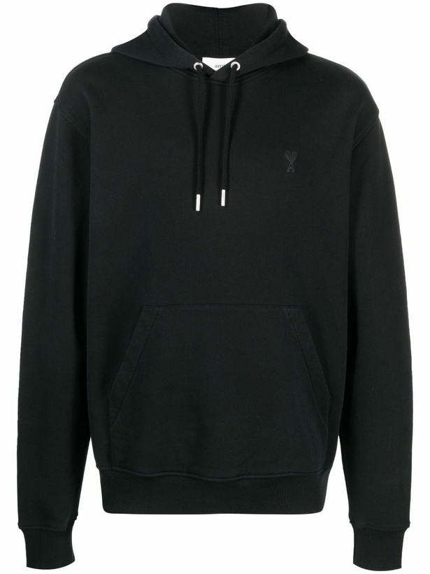 Photo: AMI Paris Black Ami De Coeur Organic-Cotton Hoodie