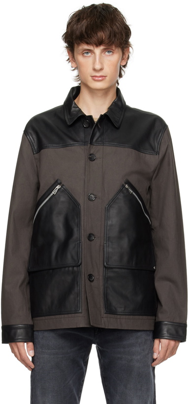 Photo: PS by Paul Smith Brown Paneled Leather Jacket