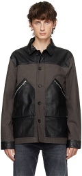 PS by Paul Smith Brown Paneled Leather Jacket