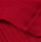 Corgi - Cable-Knit Cotton-Blend No-Show Socks - Red