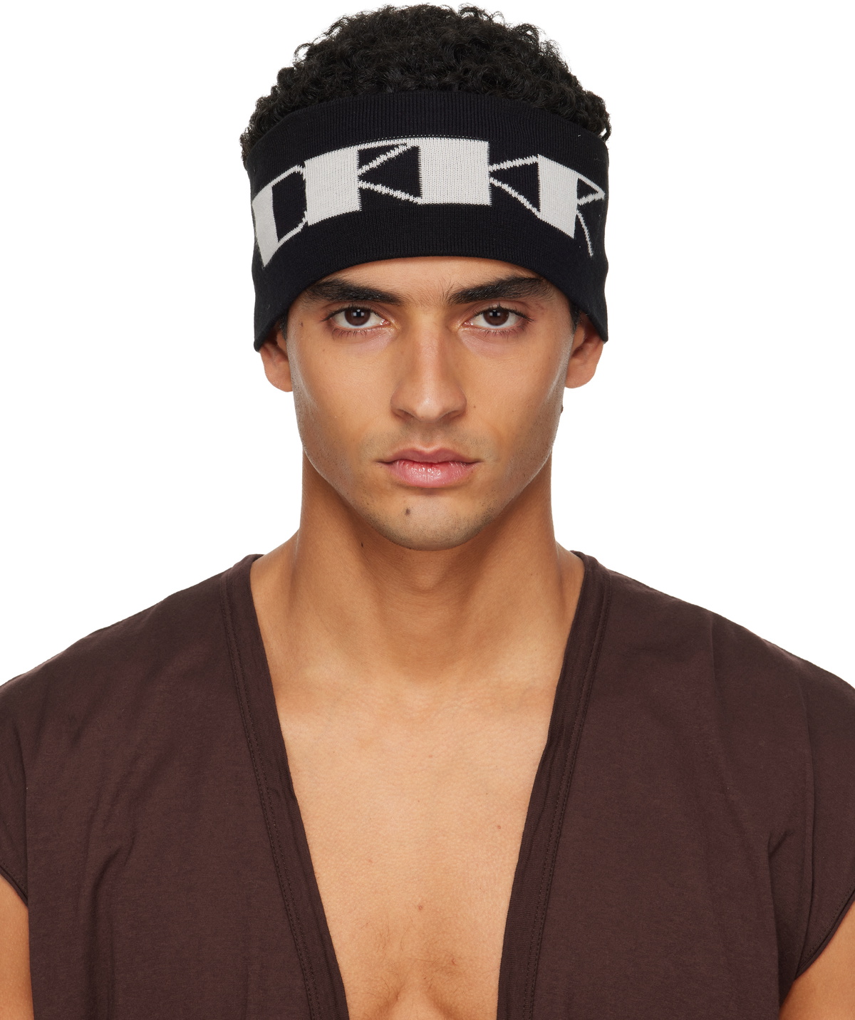 Rick Owens Drkshdw Black & Off-White Logo Headband Rick Owens Drkshdw