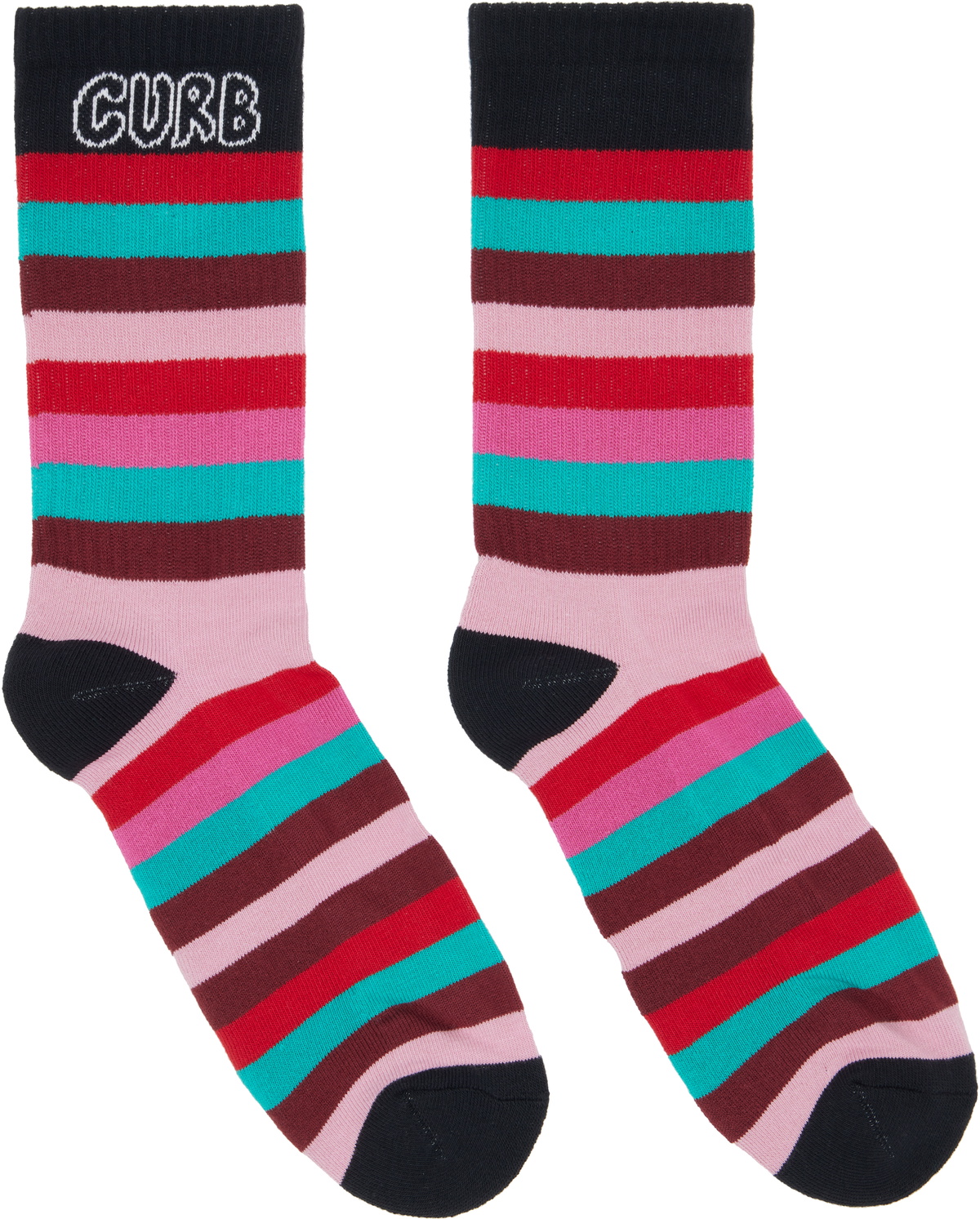 Lanvin Pink 'Curb' Striped Cotton Socks