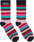 Lanvin Pink 'Curb' Striped Cotton Socks