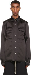 Rick Owens Black Satin Outershirt Jacket