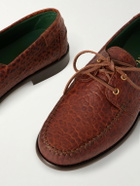 VINNY's - Millo Croc-Effect Leather Boat Shoes - Brown