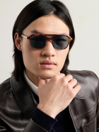 Brunello Cucinelli - Aviator-Style Tortoiseshell Acetate and Silver-Tone Sunglasses