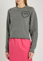 Chloe Logo Embroidered Wool and Cashmere-blend Jumper Grey