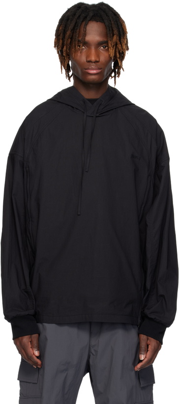 Photo: Juun.J Black Side Zip-Up Godet Hoodie