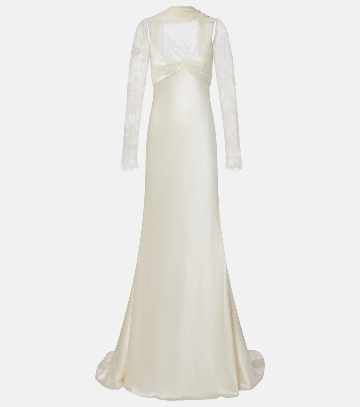Danielle Frankel Bridal Esme lace-trimmed silk and wool gown