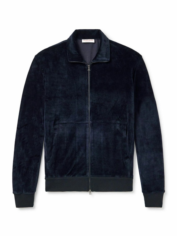 Photo: Orlebar Brown - Cassian Cotton-Blend Velour Track Jacket - Blue
