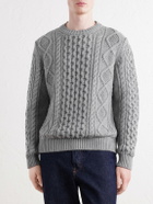 Anderson & Sheppard - Aran Cable-Knit Wool and Cashmere-Blend Sweater - Gray