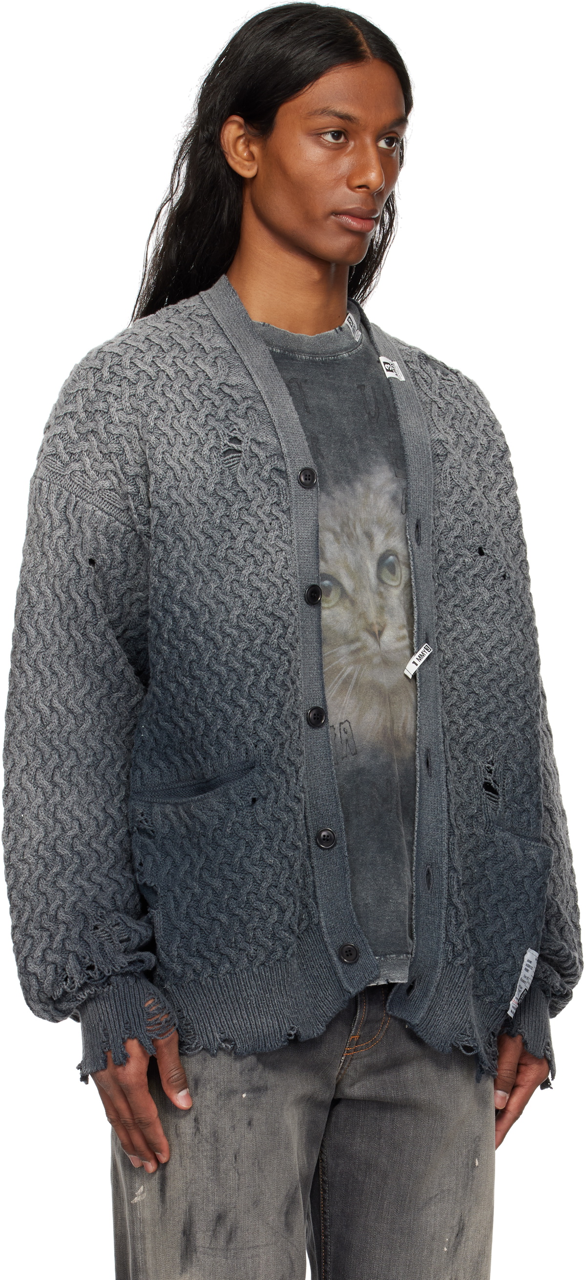Maison MIHARA YASUHIRO Gray Sun Faded Like Knit Cardigan Maison