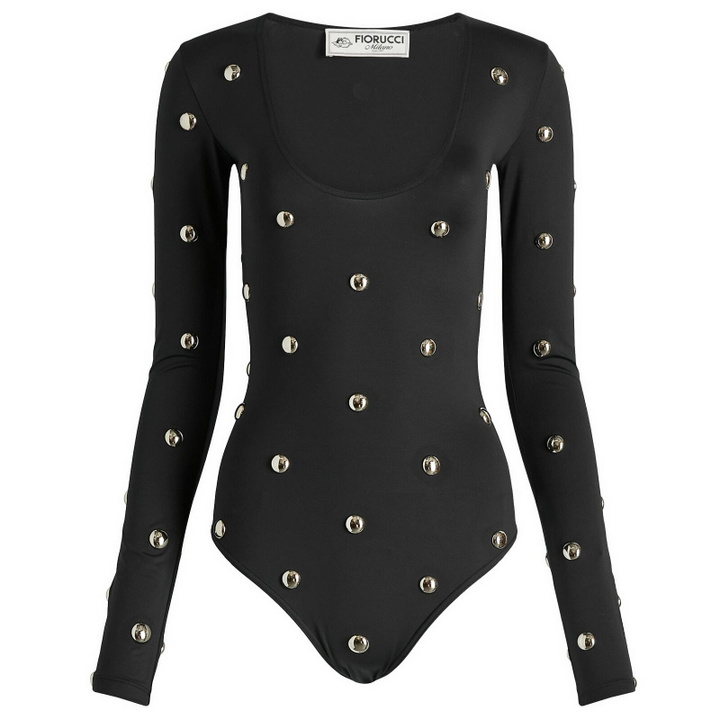 Photo: Fiorucci Women's Metal Studded Bodysuit in Black