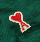 AMI - Logo-Appliquéd Cotton-Piqué Polo Shirt - Green