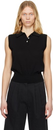 Nothing Written Black Knit Sleeveless Polo