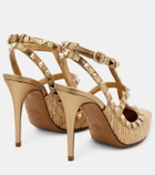 Valentino Garavani Rockstud raffia and leather pumps
