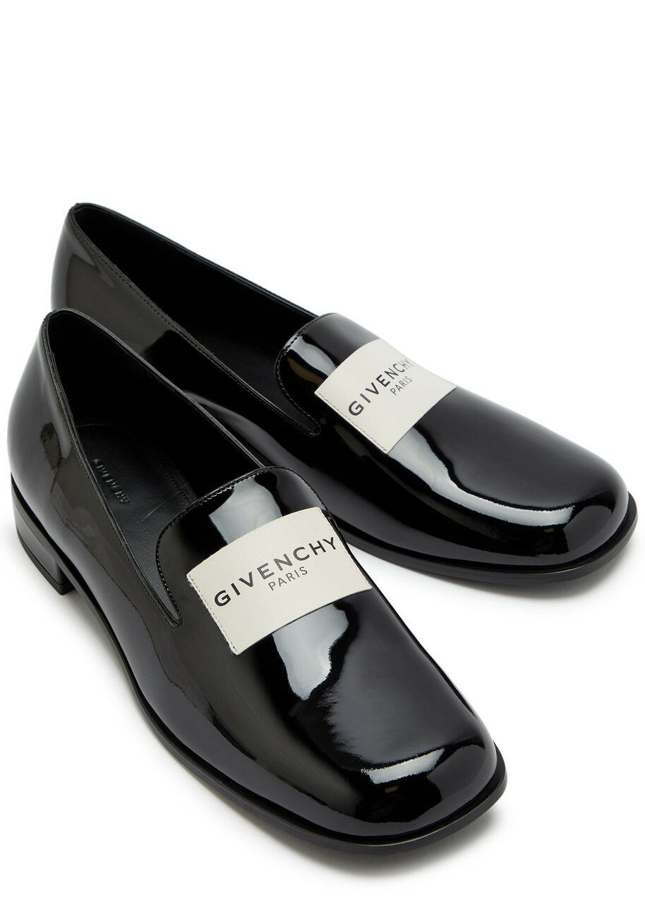 Givenchy Tux Logo Patent Leather Loafers Black