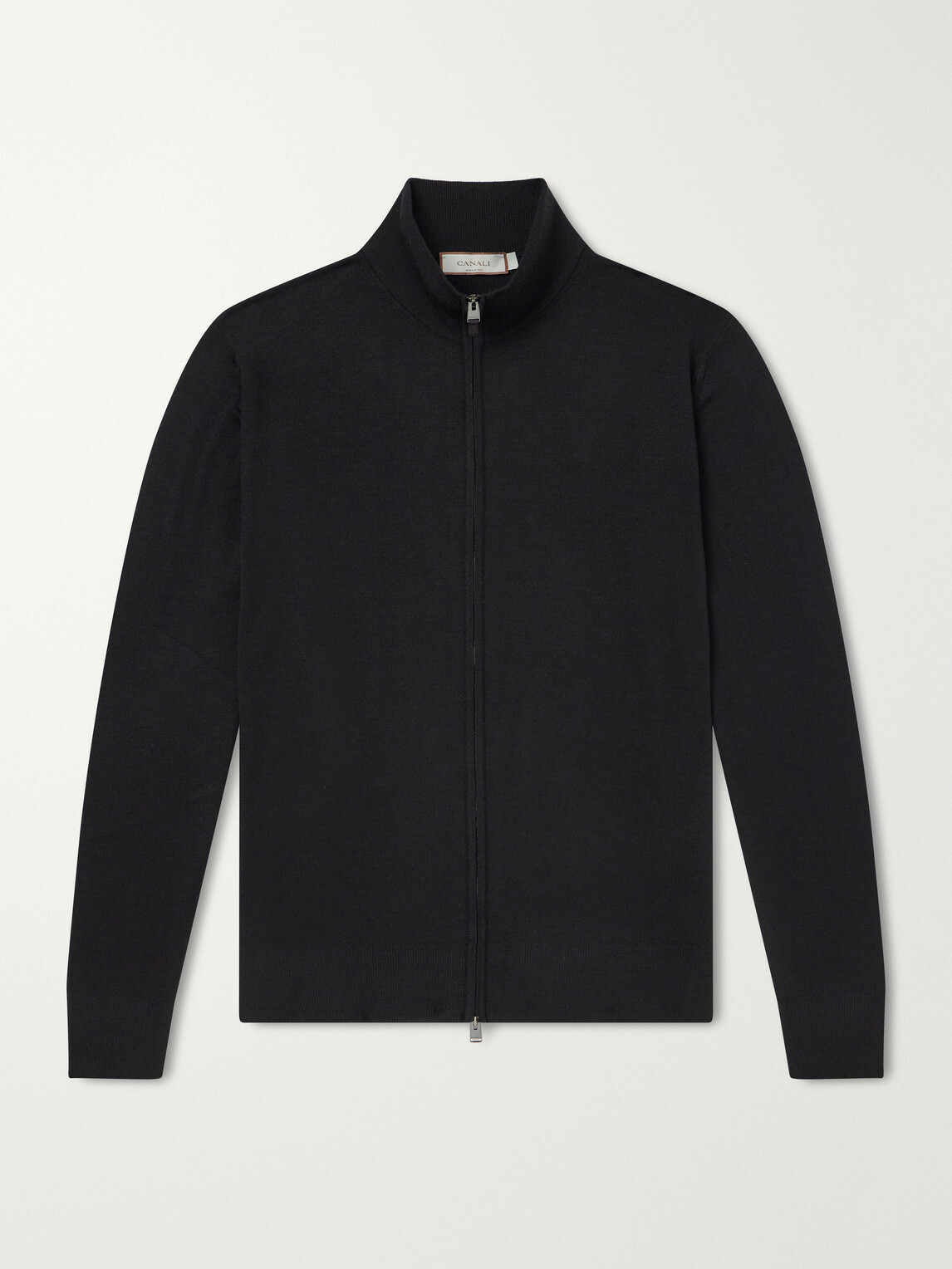 Canali - Wool Zip-Up Sweater - Black