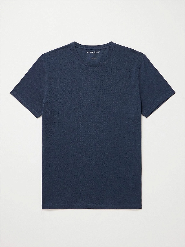 Photo: Derek Rose - Ramsay 1 Stretch-Cotton and TENCEL™ Lyocell-Blend Piqué T-Shirt - Blue