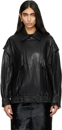 Nour Hammour Black Micah Leather Bomber Jacket