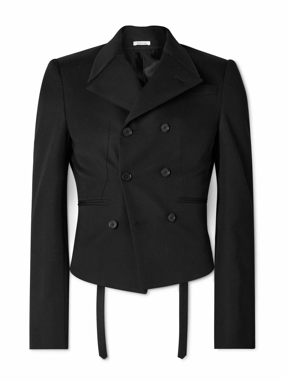 McQueen - Double-Breasted Asymmetric Wool-Gabardine Blazer - Black