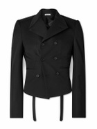 McQueen - Double-Breasted Asymmetric Wool-Gabardine Blazer - Black