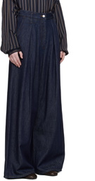 Dries Van Noten Indigo Wide Pleated Jeans
