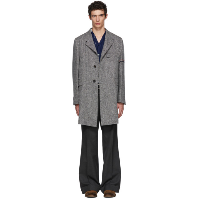 Photo: Thom Browne Grey Unstructured Classic Chesterfield Coat