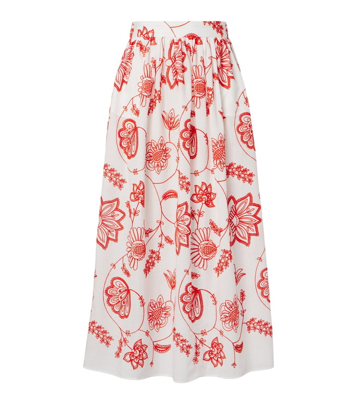 Photo: Eres Calie embroidered cotton-blend midi skirt
