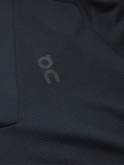 ON - Climate Logo-Print Recycled Waffle-Knit Half-Zip Sweatshirt - Black
