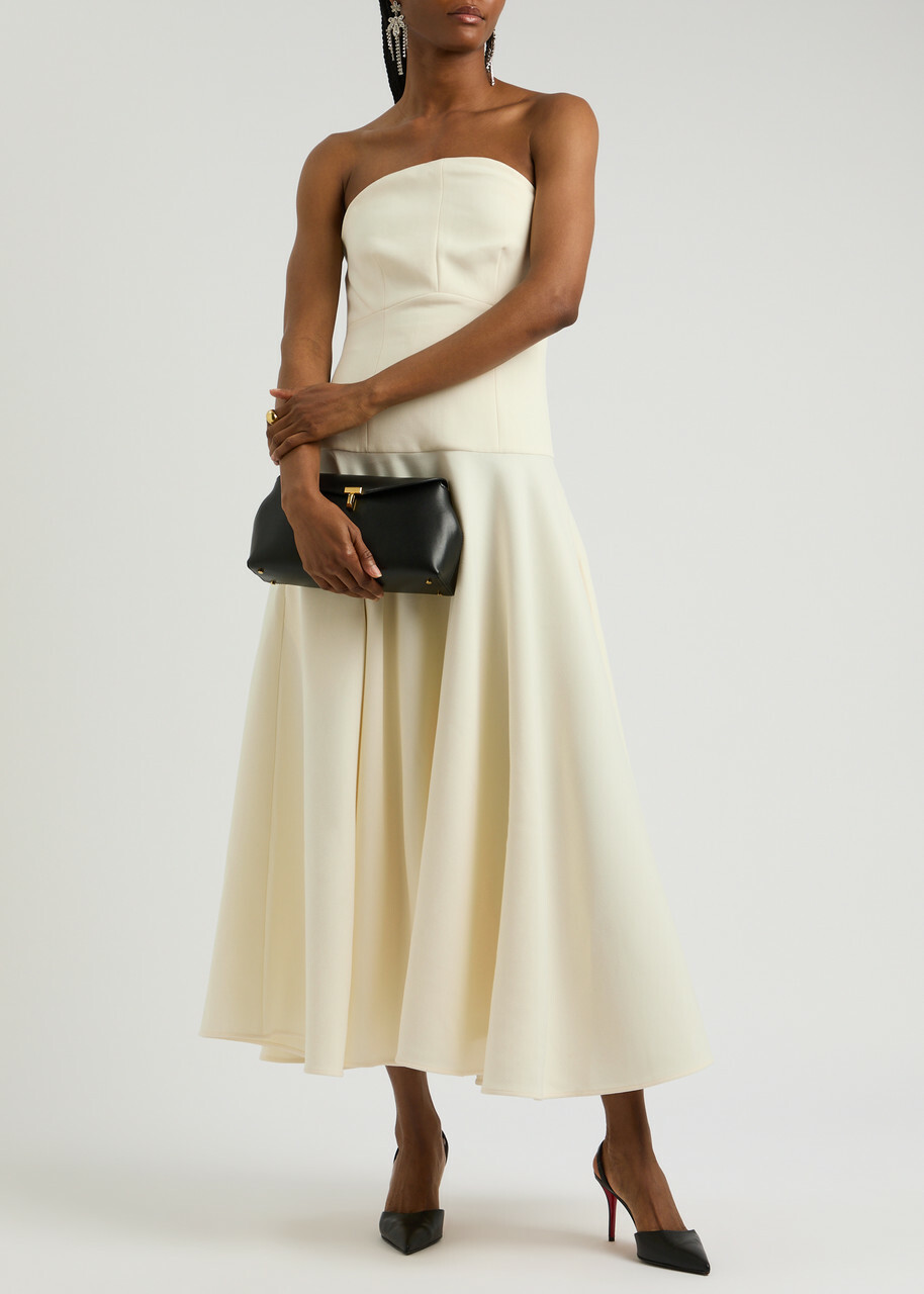 Roland Mouret Strapless Crepe Midi Dress Cream Roland Mouret