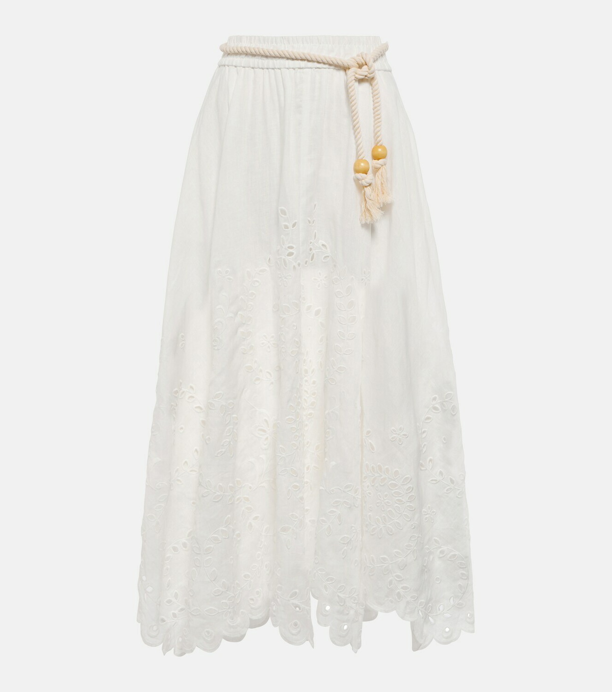 Zimmermann Clover Broderie Anglaise Linen Skirt Zimmermann