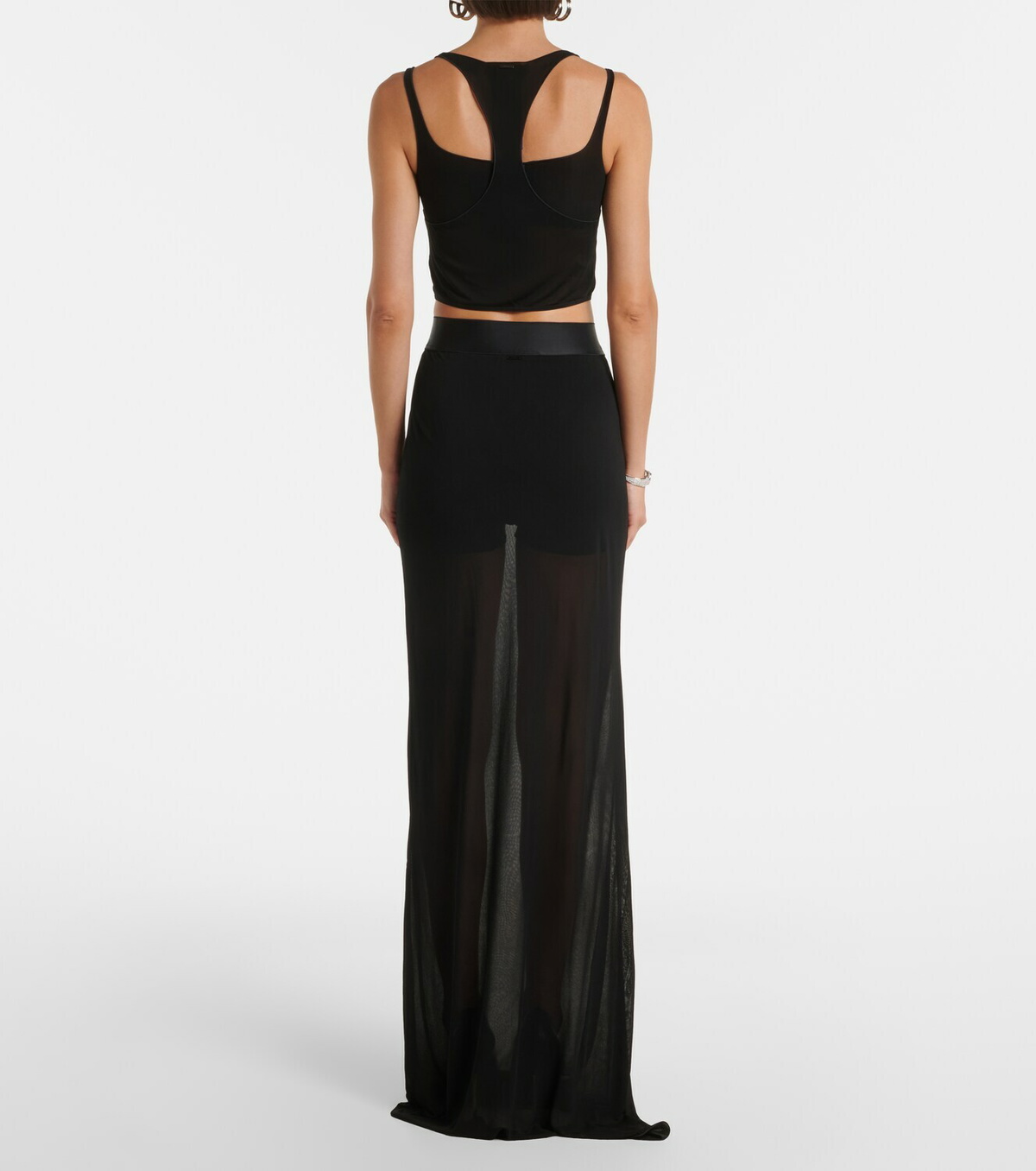 Gucci Semi-sheer crêpe maxi skirt