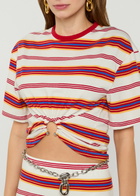 Rabanne Striped Gathered Stretch-cotton T-shirt Stripe