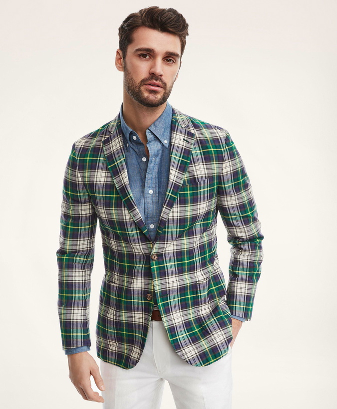 Photo: Brooks Brothers Men's Regent Regular-Fit Sport Coat, Madras | Green