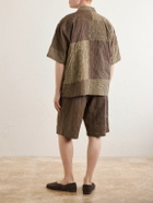 Kardo - Rohit Bandhani Convertible-Collar Patchwork Embroidered Cotton Shirt - Brown