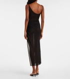 Mugler Asymmetrical sheer maxi dress